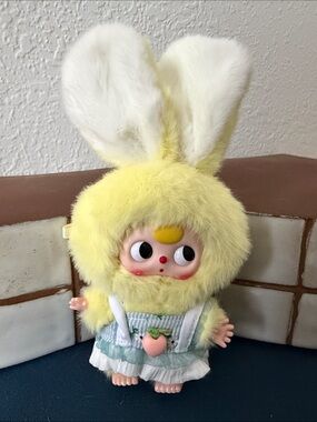 Baby Three 50% Yellow Bunny Plush Doll with White Ears and Peach Accent